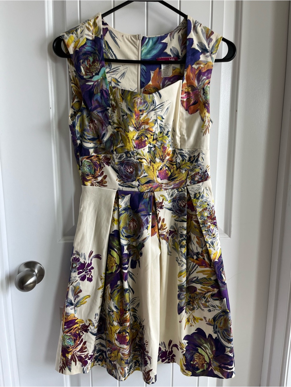 Ixia Sleeveless Cream Midi Dress fit and flare w/ flowers